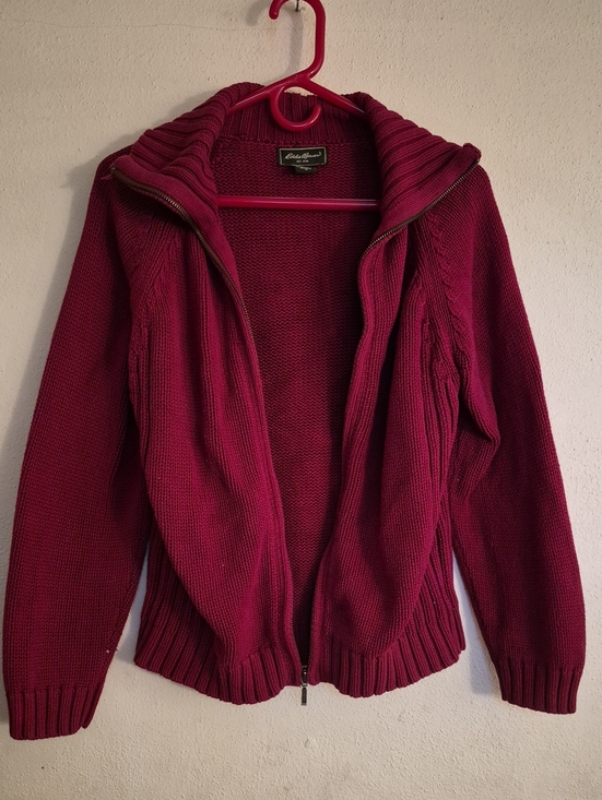 Eddie Bauer Sweaters - Eddie Bauer Women's Deep Raspberry Zip-Up Cardigan Sweater